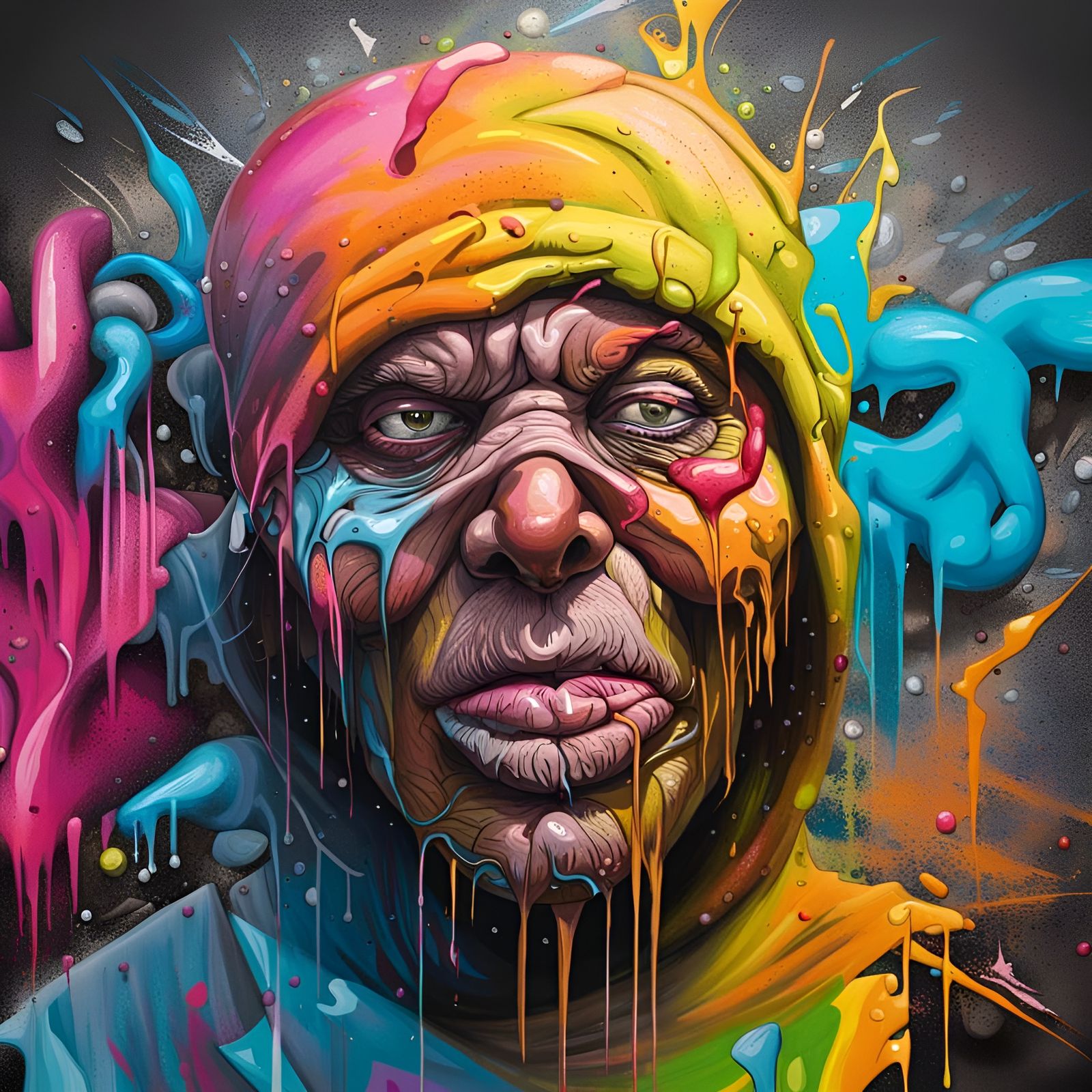 Disgusting Graffiti Portrait in Street Art Style