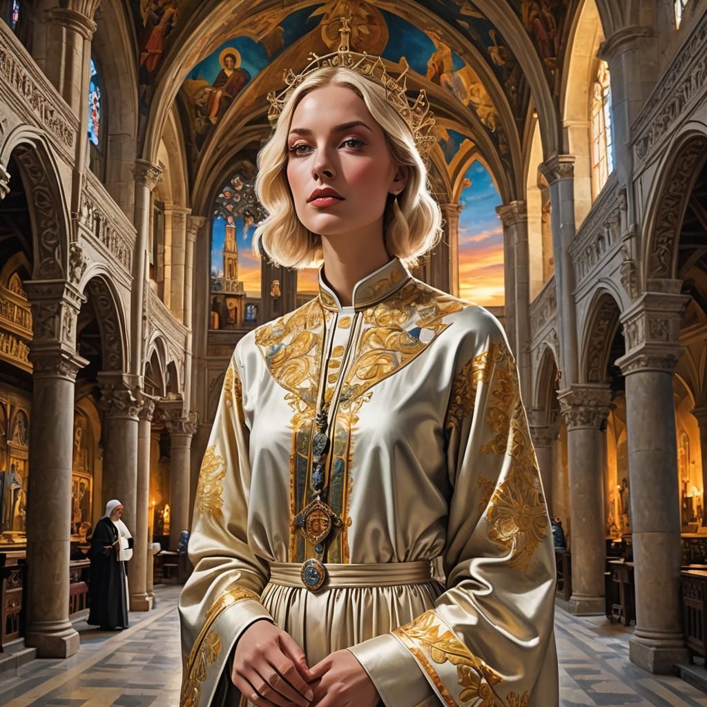 Poet in Monastery: Surreal Double Exposure Sunset