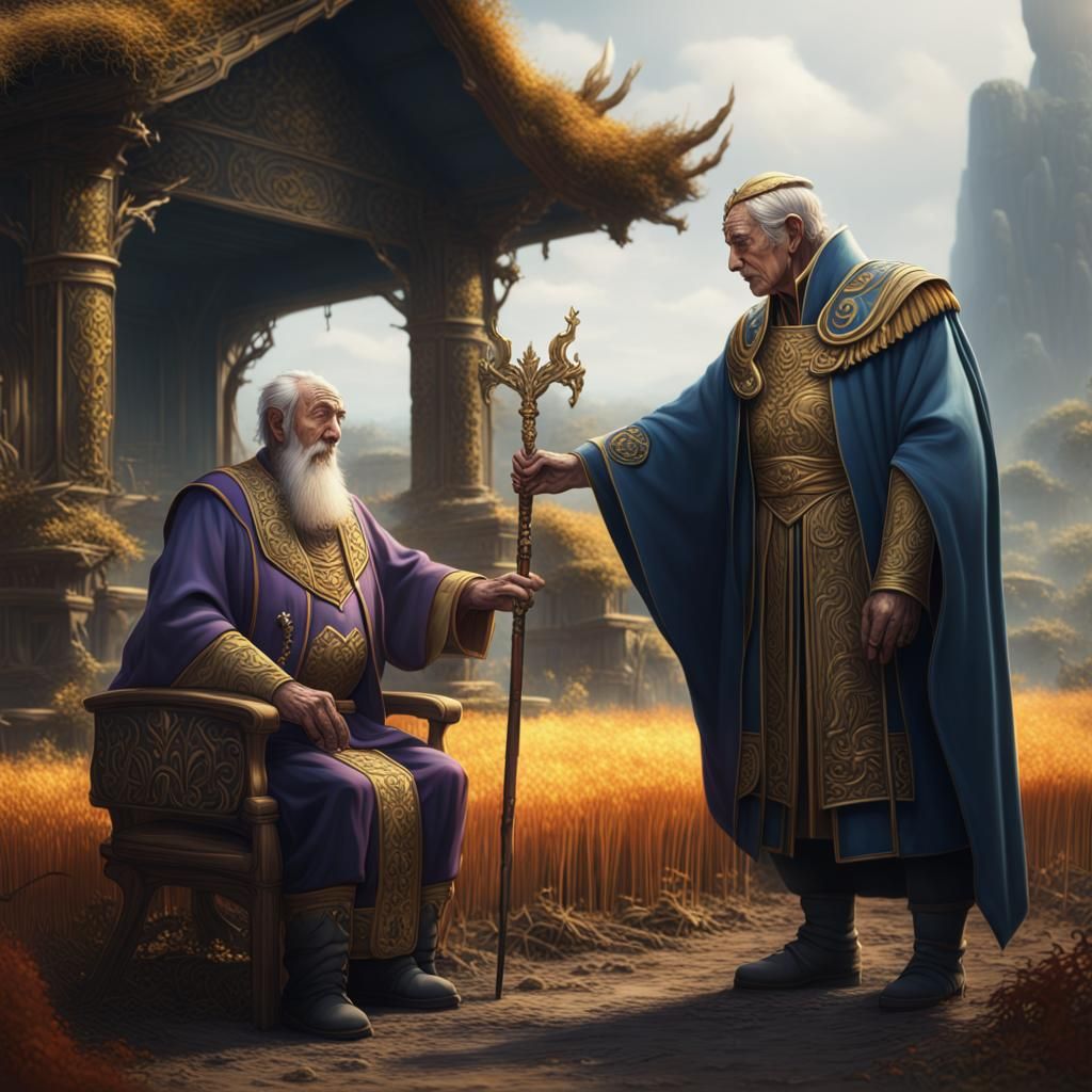 Emperor Bows to Farmer: Detailed Matte Painting