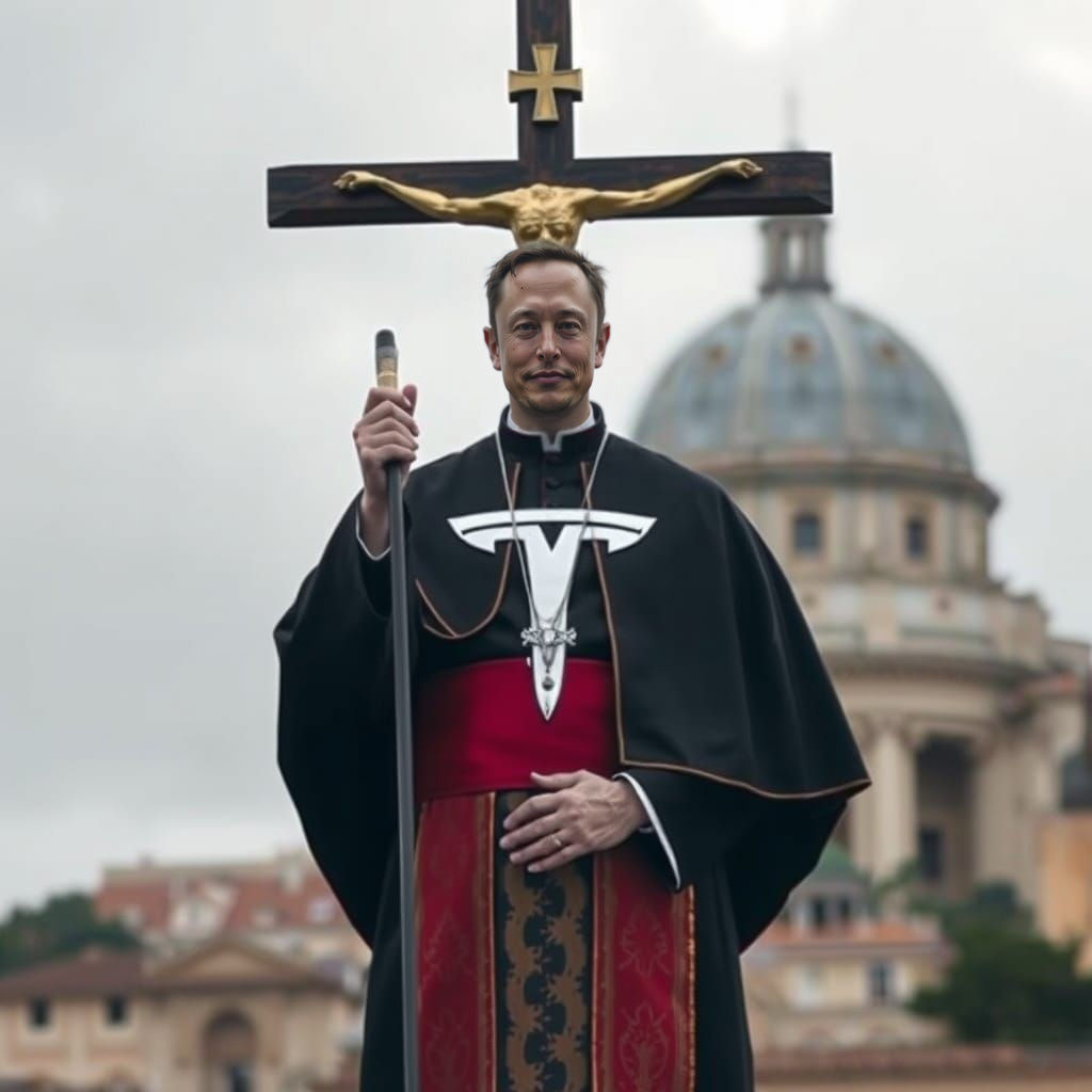 Elon Musk as the Next Pope of Rome in a Futuristic Vatican