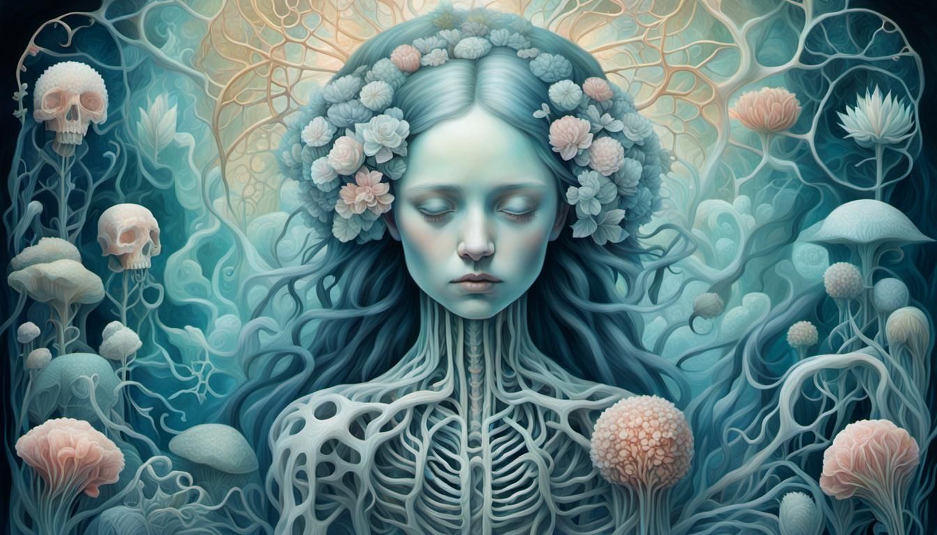 Surreal Portrait Exploring Pain and Peace