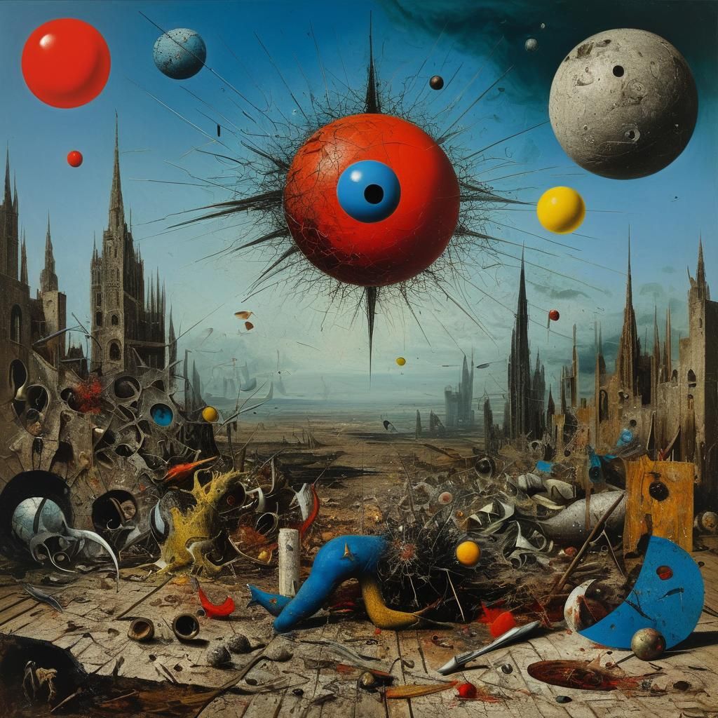 Surreal Chaos: A Hyperrealistic Painting