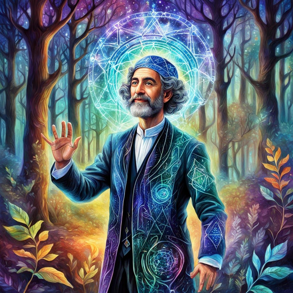 Surreal Holographic Neurographic Art of a Happy Jewish Man i...