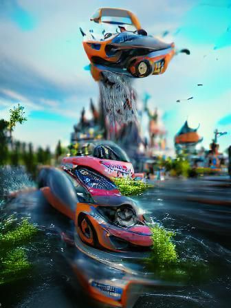 Cartoon Cars Race Through Dreamland