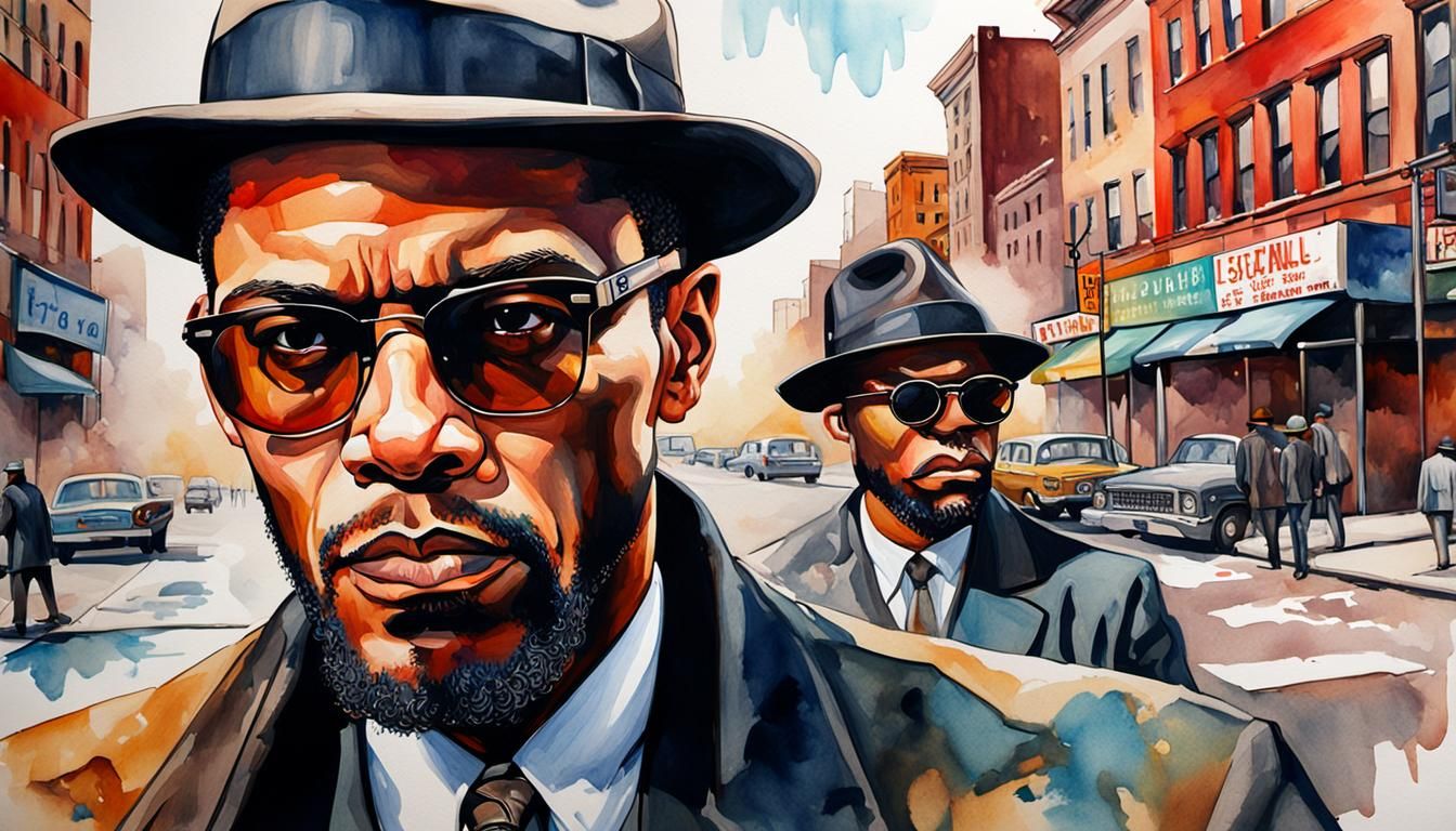 Malcolm X Pop Art Portrait in Watercolor