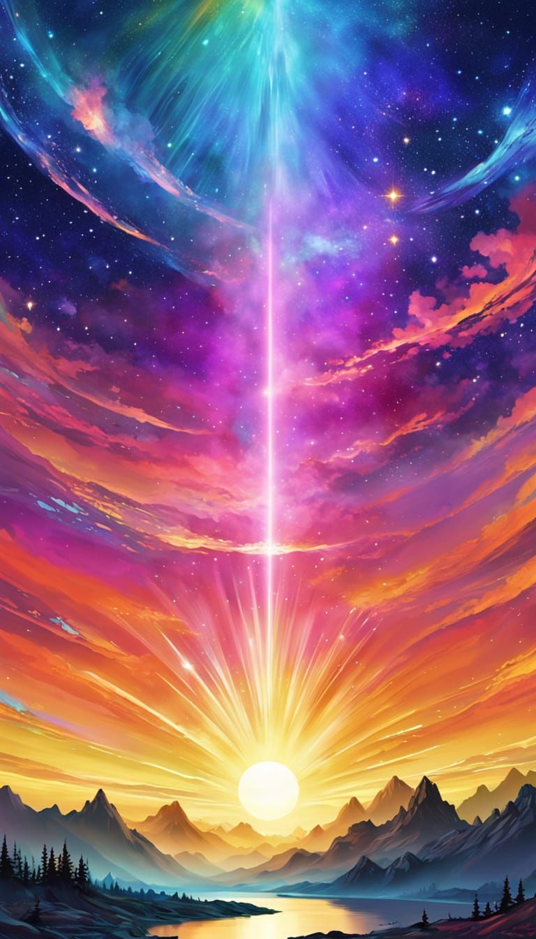 Solarpunk Landscape Artwork in Vibrant Alcohol Ink