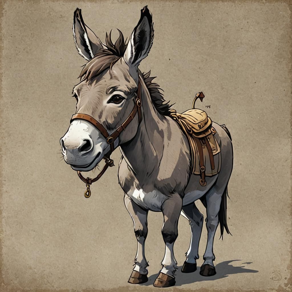 Anime-Style Donkey Inspired by Japanese Manga Art