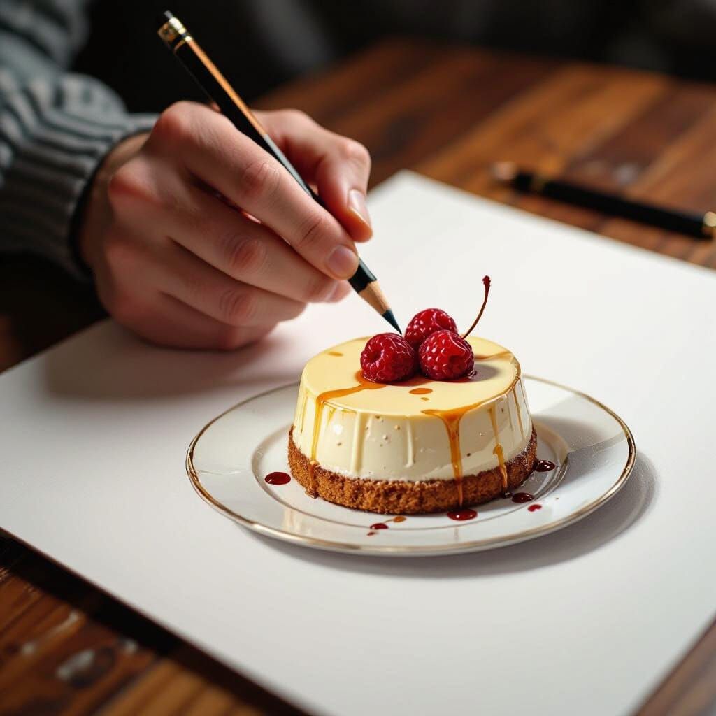 Hand Drawing Realistic Dessert with Pencil