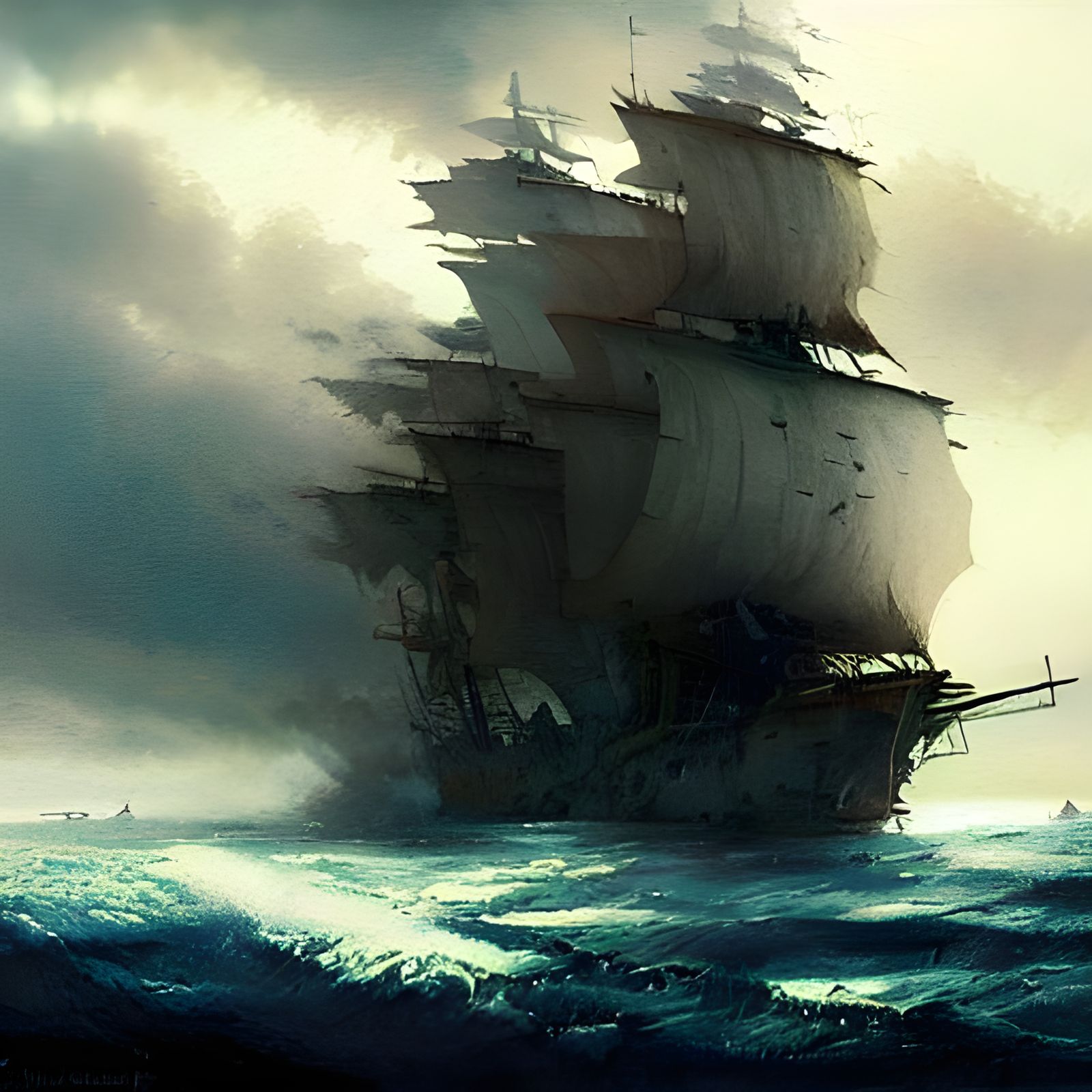 Pirate Ship Battle on Clouds in Sinister Style