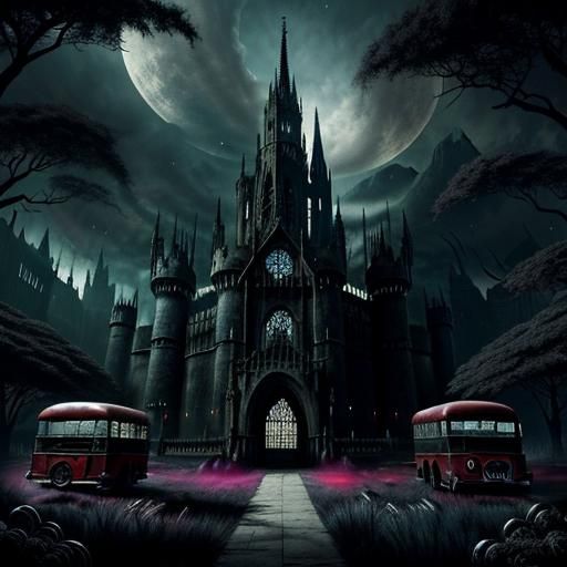 Gothic Cheerleaders in a Dreamlike Scene