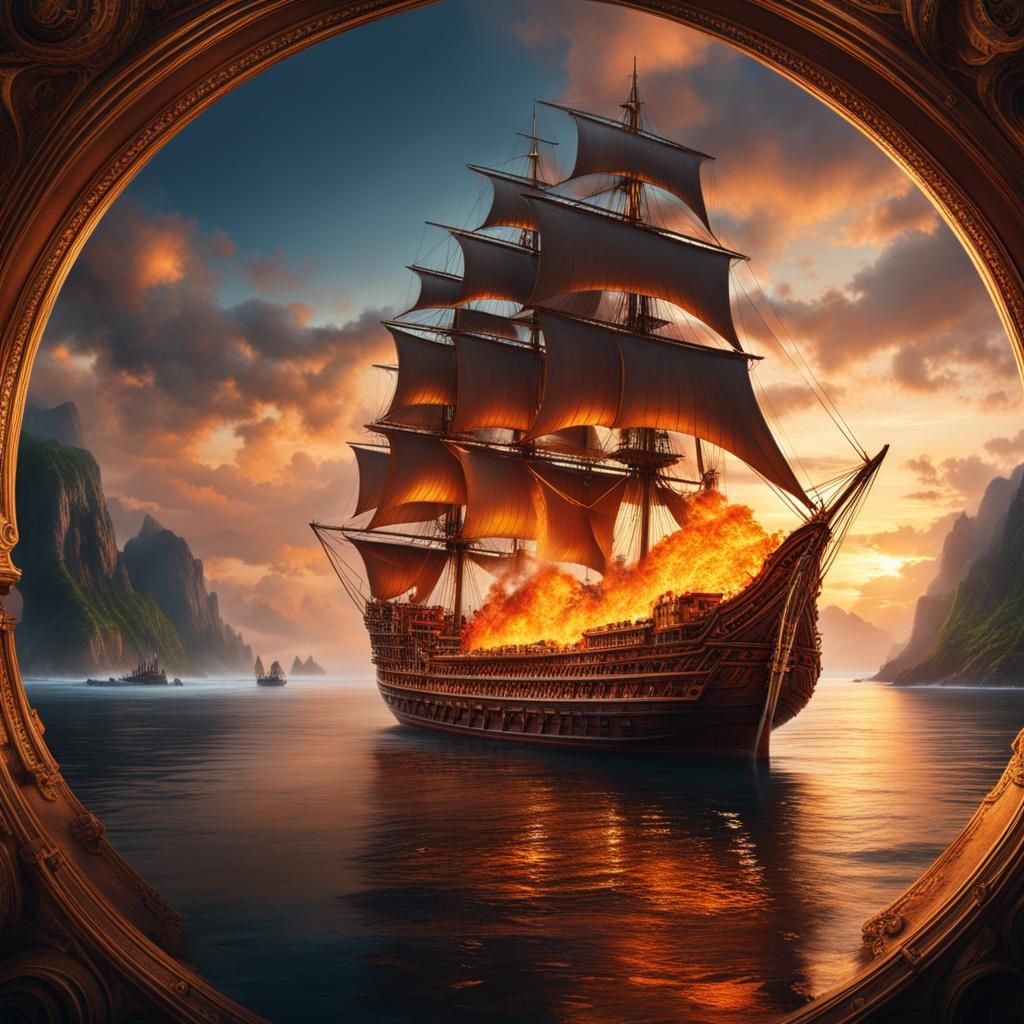 Ship afire