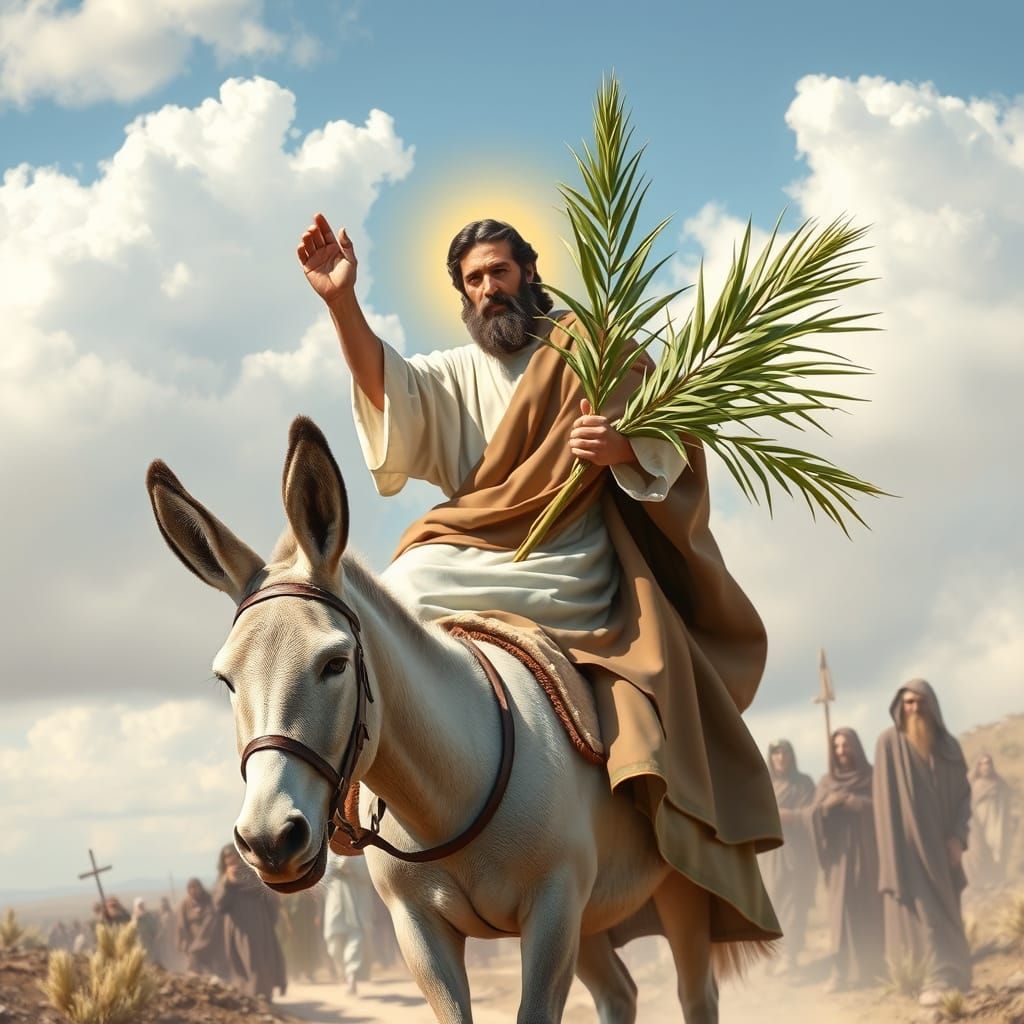 Jesus Christ on Palm Sunday in Joyful Celebration