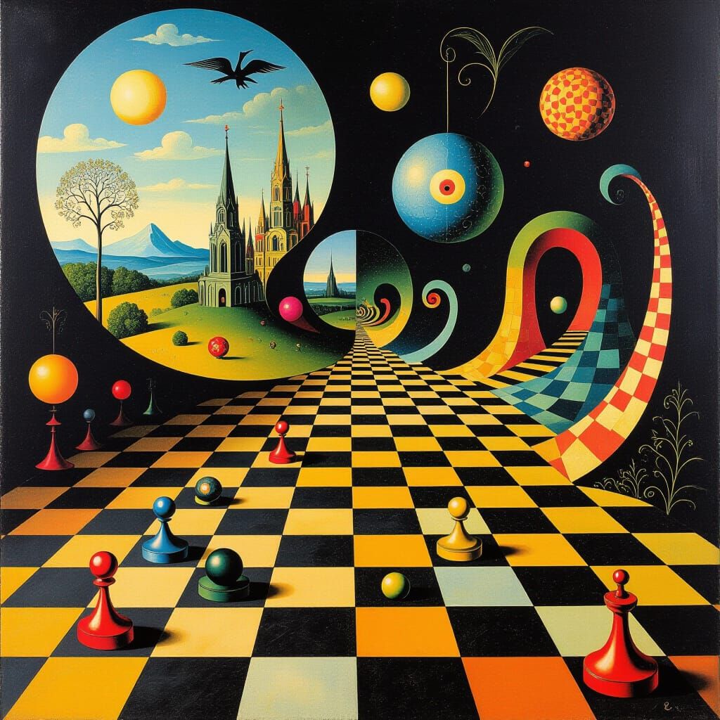 Psychedelic Chessboard Inspired by Visionary Art