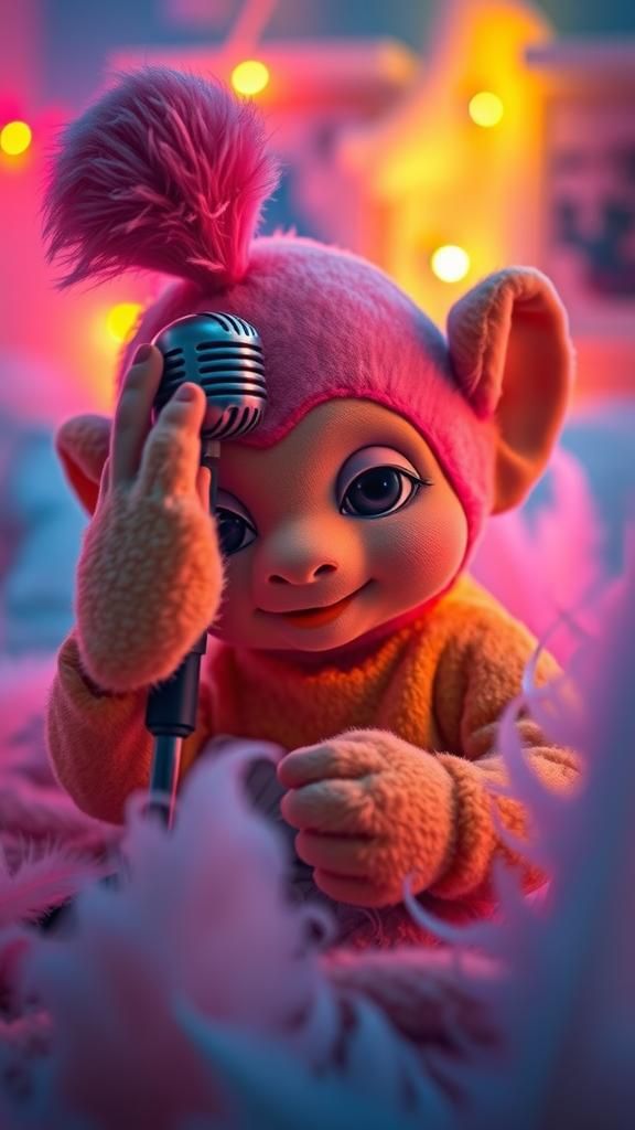 Teletubby ASMR in a Neon Feather Room