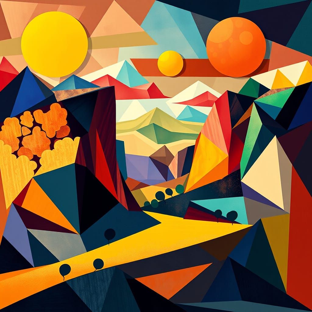 Angular Modernist Geometric Abstraction Landscape