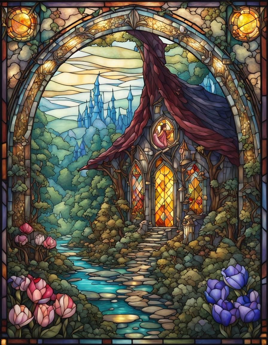 Stained Glass Fairy Village: Detailed Concept Art
