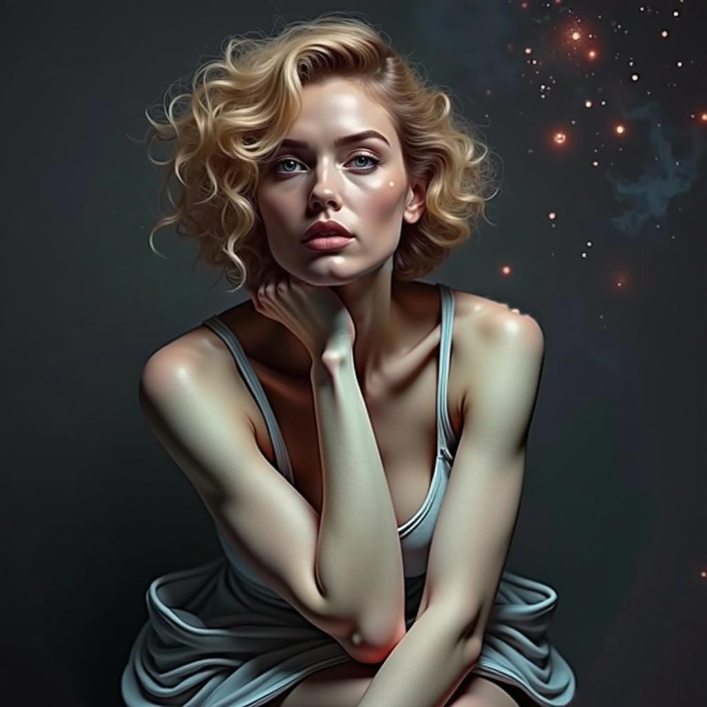 Beautiful Woman with Neon Outlines in Ultra HD