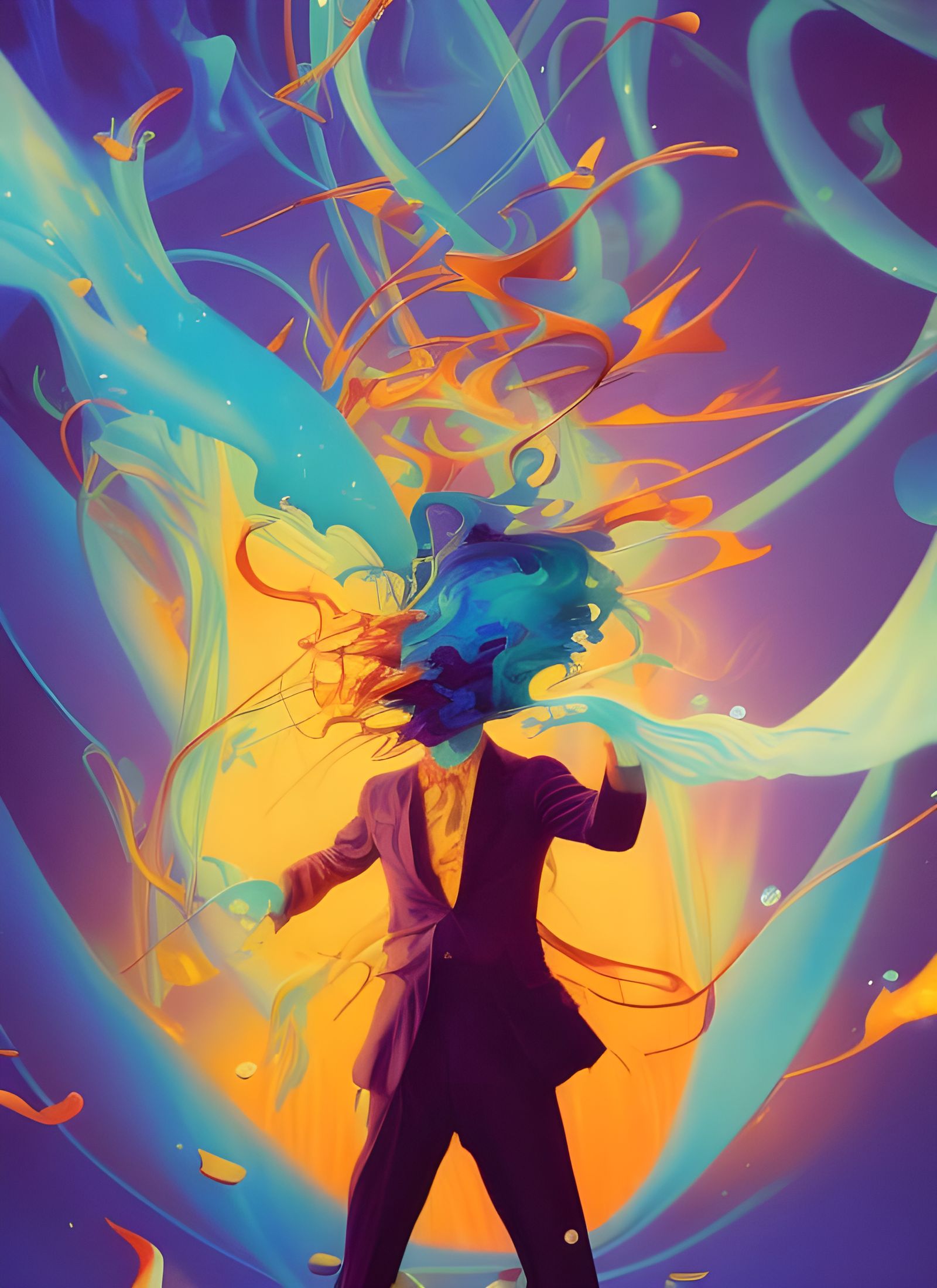 Cosmic Magic Eruption in Composite Art Style