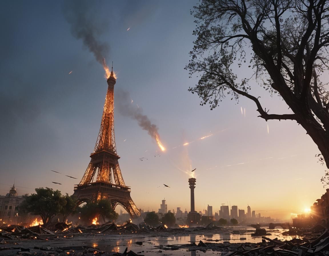 Apocalyptic Cityscape with Angels in Digital Matte Painting