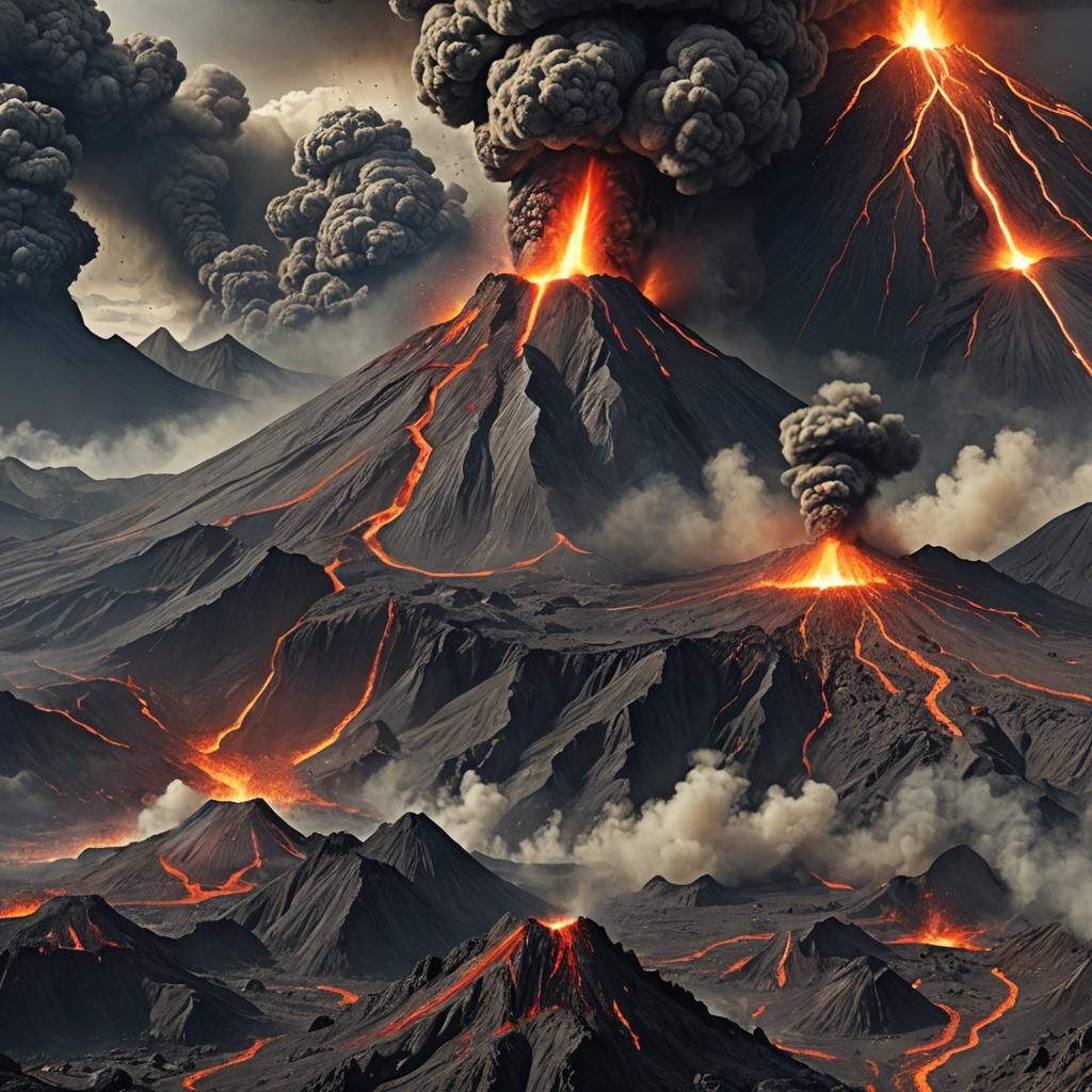 Volcano Eruption: Detailed Matte Painting