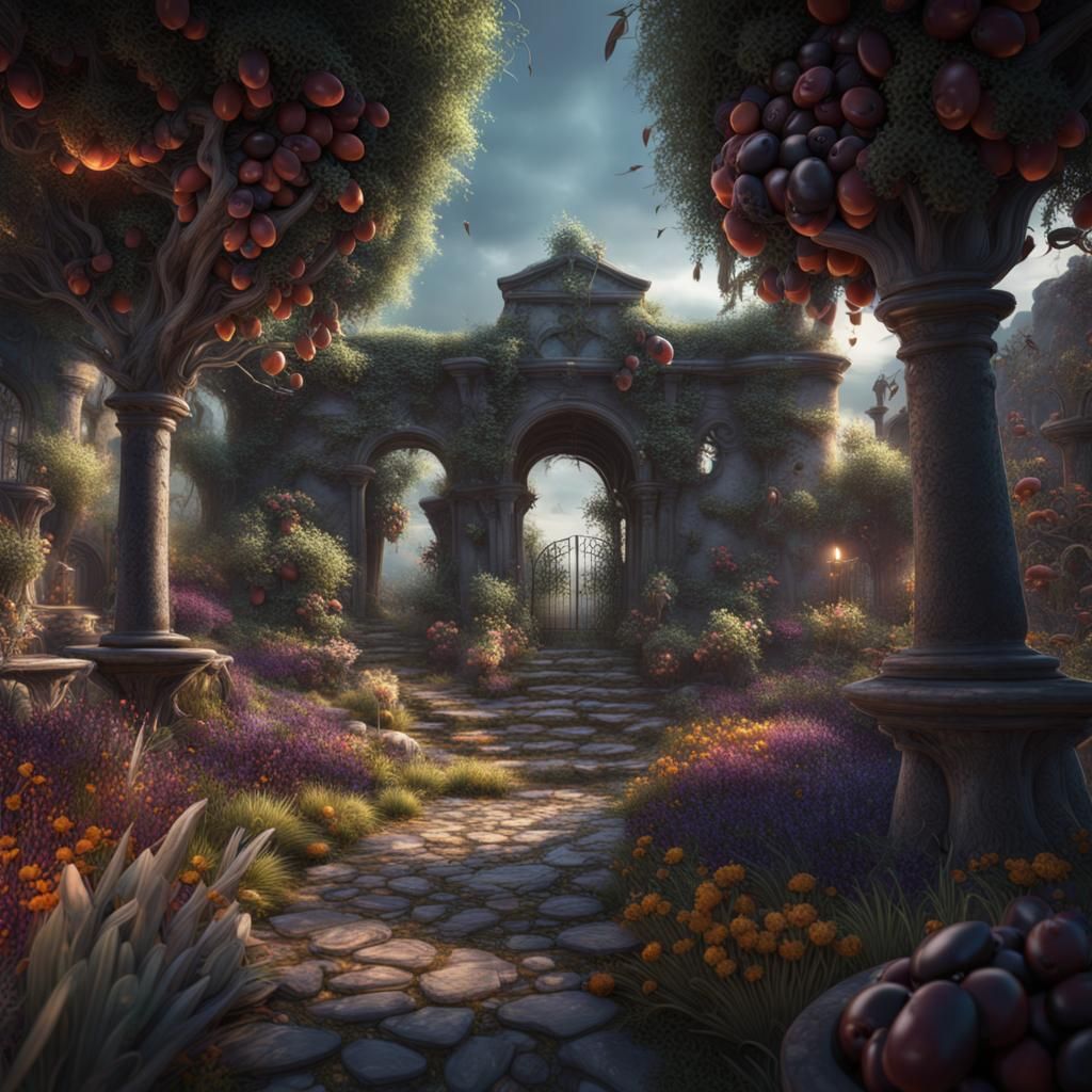 Black Olives Garden in Detailed Matte Painting