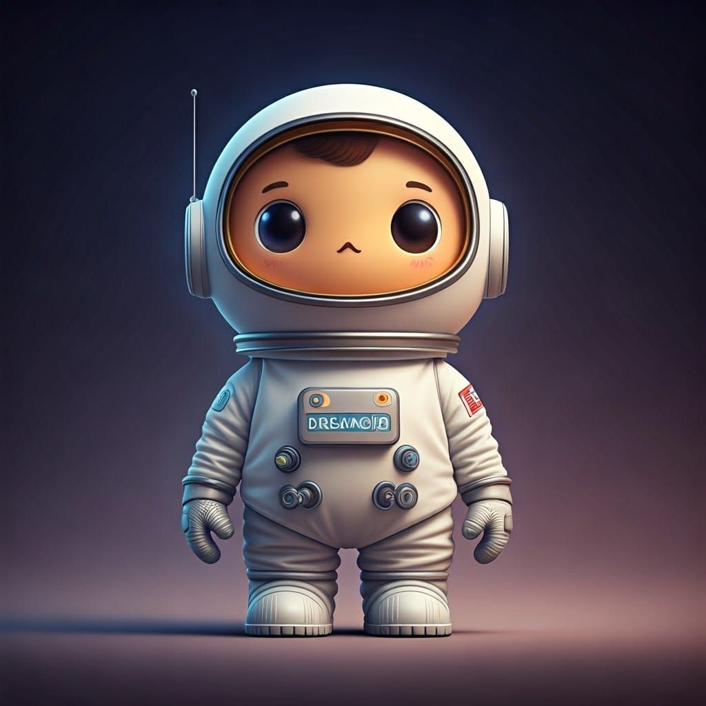Cute Astronaut Toy with Flag: 3D Digital Art