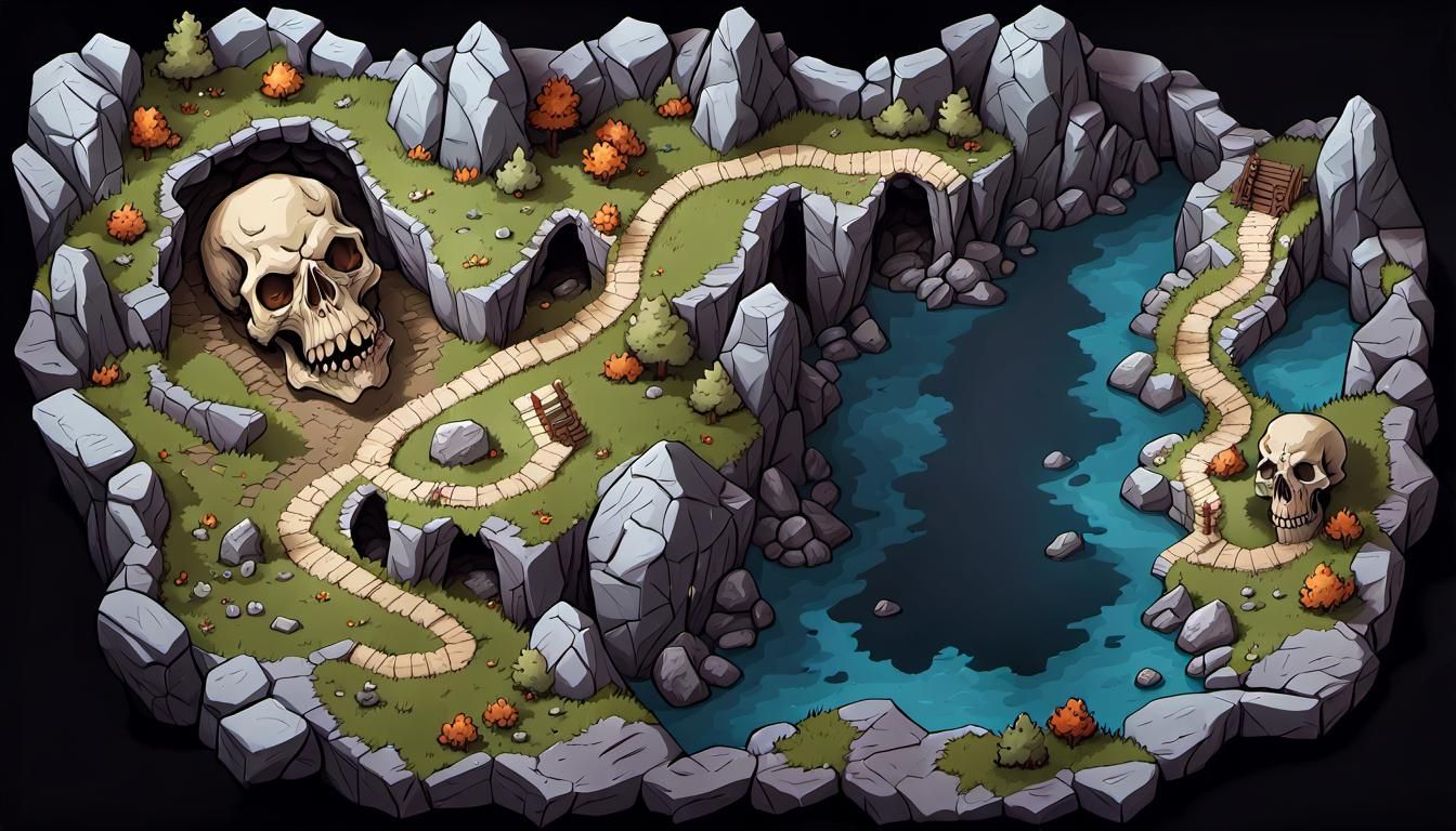 Detailed DND Map: Skull Cave Path
