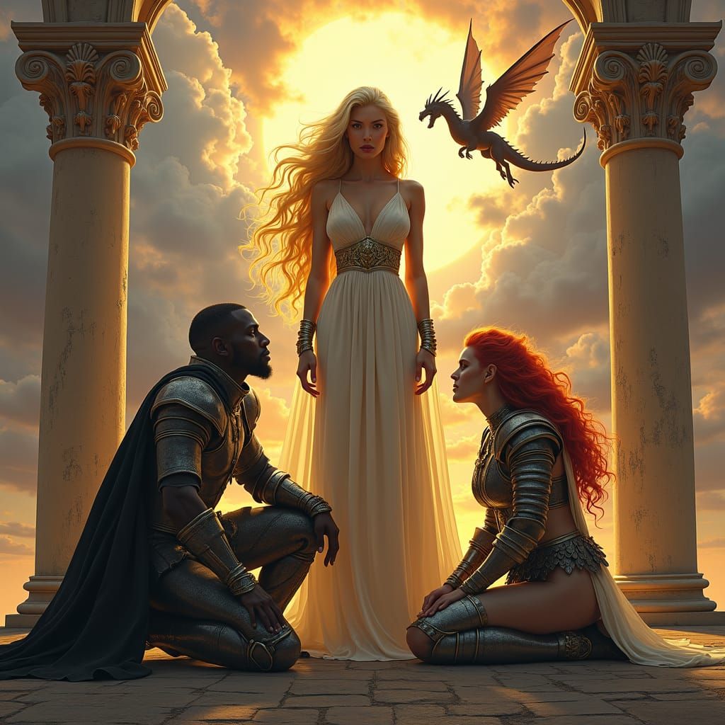 Goddess Enthroned: A Dark Fantasy Homage to Alphonse Mucha