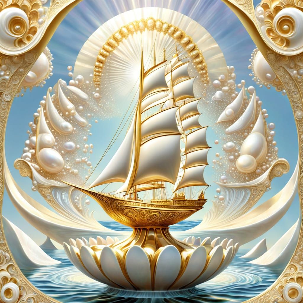 carved with gold ship