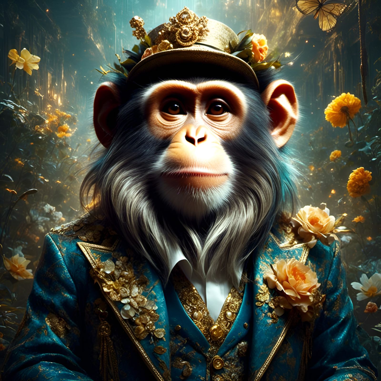 Happy Monkey as Claude Monet Portrait