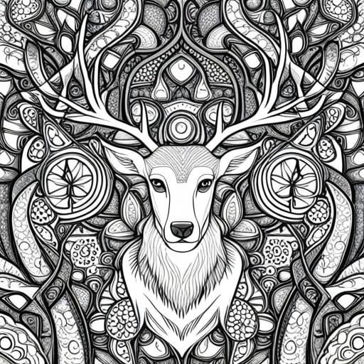Reindeer Coloring Page with Paisley Background