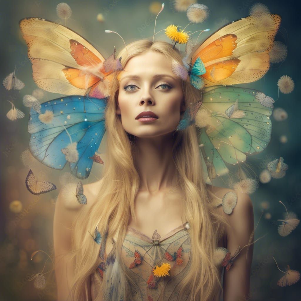 Butterfly Fairy in Surreal Abstract Dreamscape