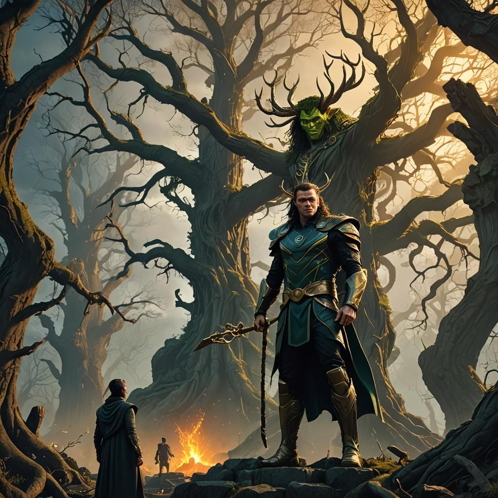 Loki, God of Mischief, in a Mystical Realm
