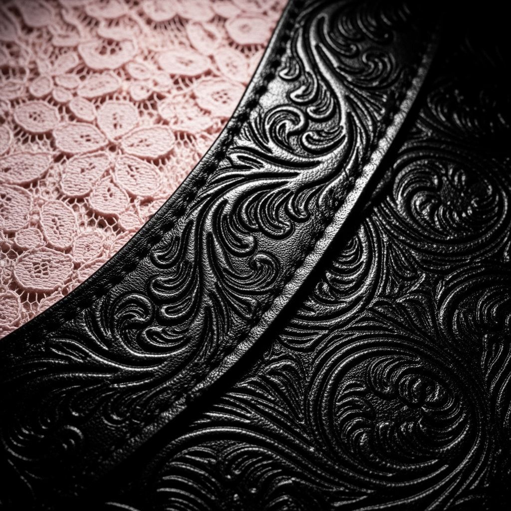 Textured Close-Up: Leather and Lace in Dramatic Light