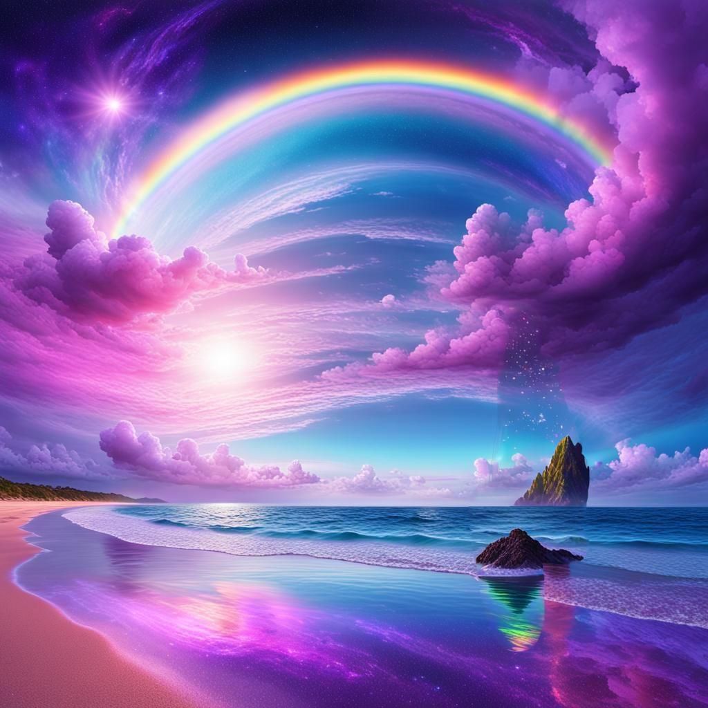 Rainbow Over Sea: Holographic Cosmic Illustration