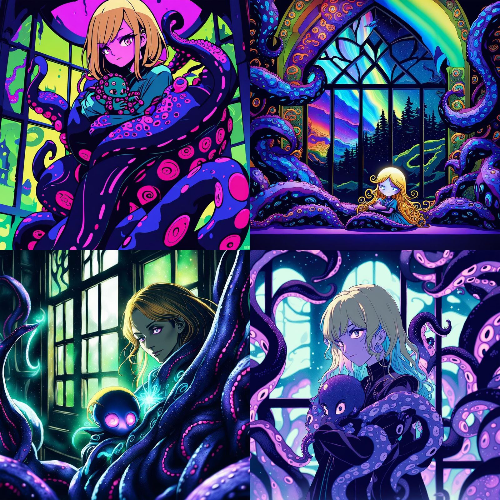 Eldritch Goddess Reborn: A Cel-Shaded Manga Art