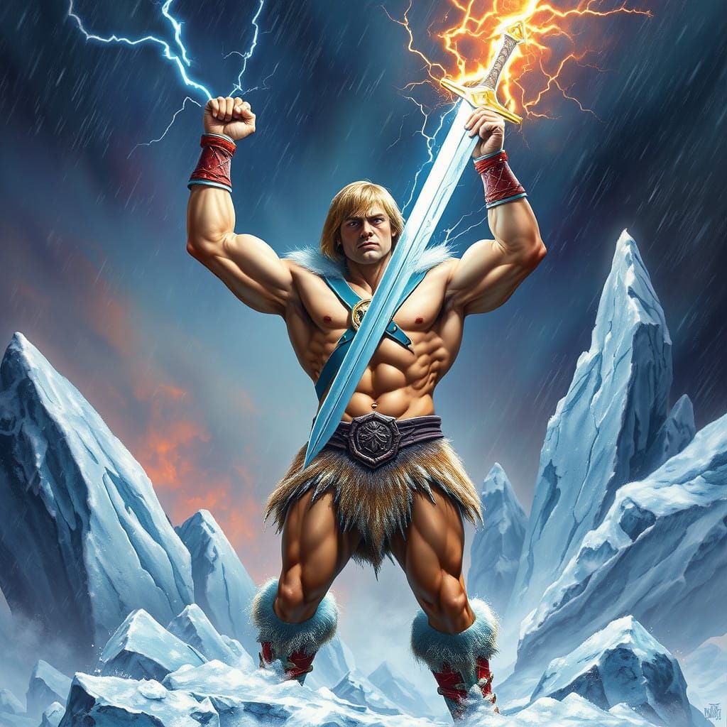 He-Man Defies Raging Ice Storm in Hyper-Realistic, Cinematic...