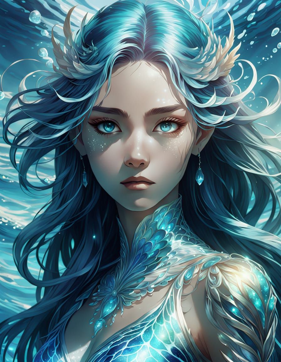 Ethereal Phoenix Water Spirit Rises from the Ocean Depths