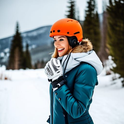 Winter Forest Girl in Snow, Hyperdetailed Lighting