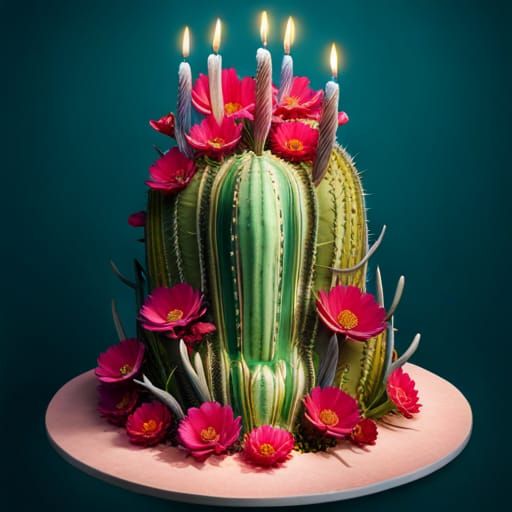 Cactus Mouth Filled with Birthday Cake: Fantasycore Artwork
