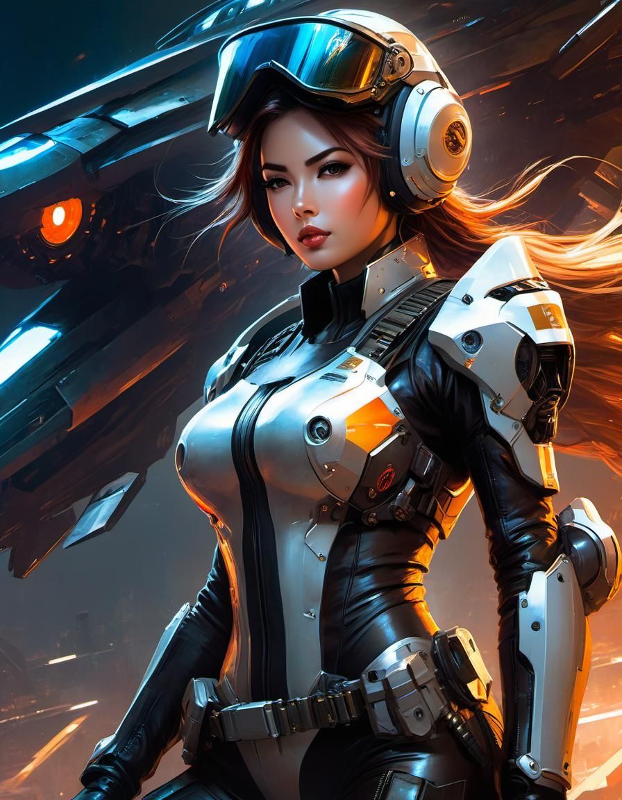 Attractive Female Mecha Pilot in Anime Style