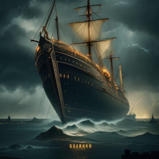 Steampunk Airship Soaring Through Stormy Skies