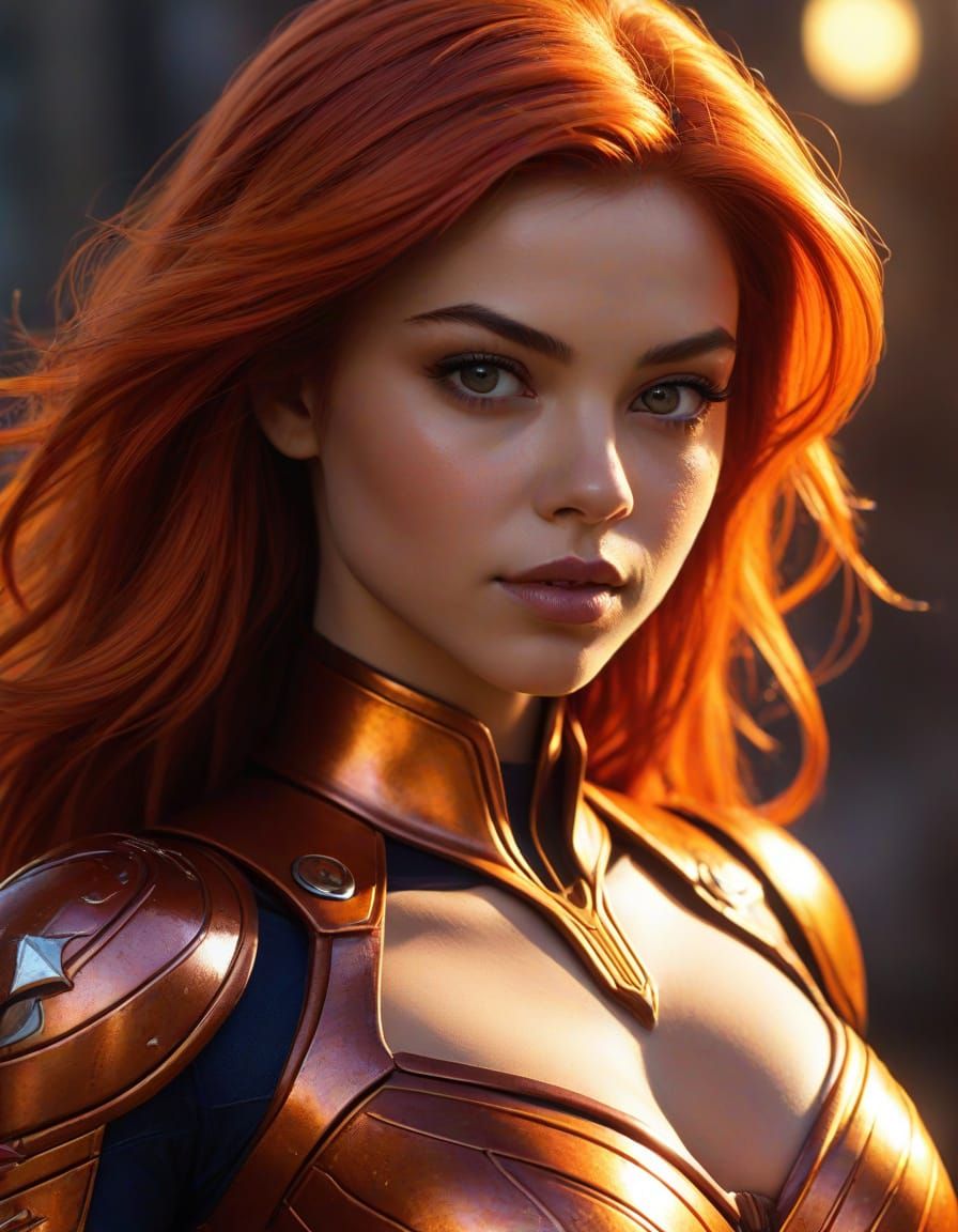 Starfire as Alien Princess in Comic Book Style