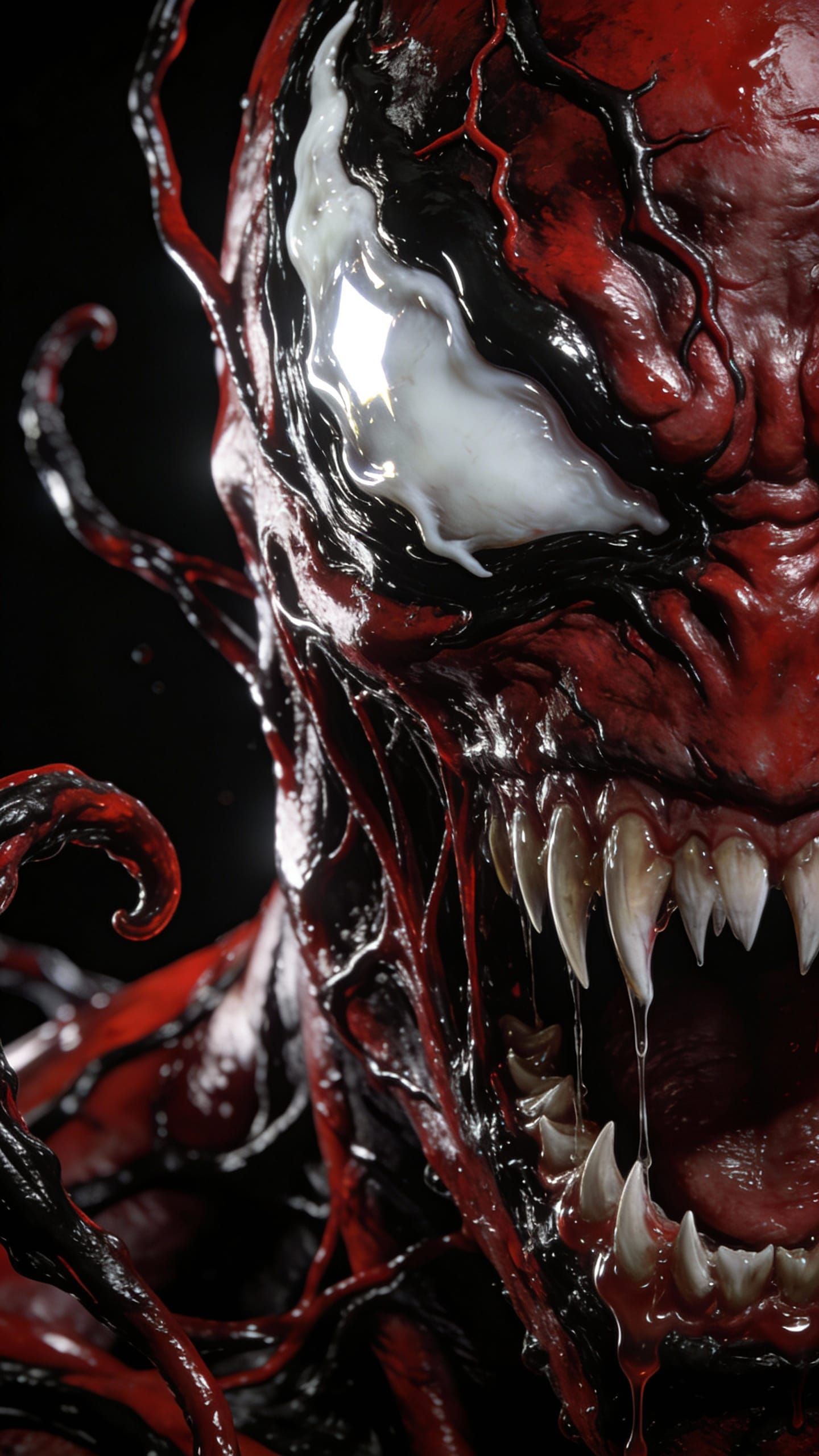 Extreme Close-Up Portrait of Carnage in Hyper-Realistic Styl...