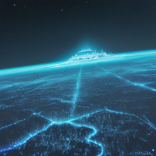 Surreal UFO Landscape in Vibrant, Electric Blue
