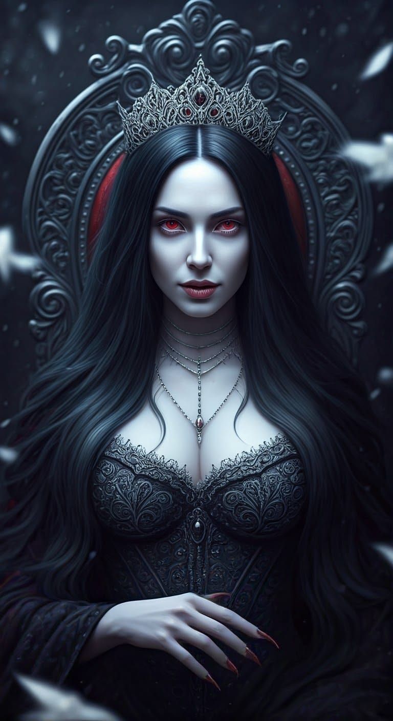Supernatural Queen on Throne in Dark Gothic Style