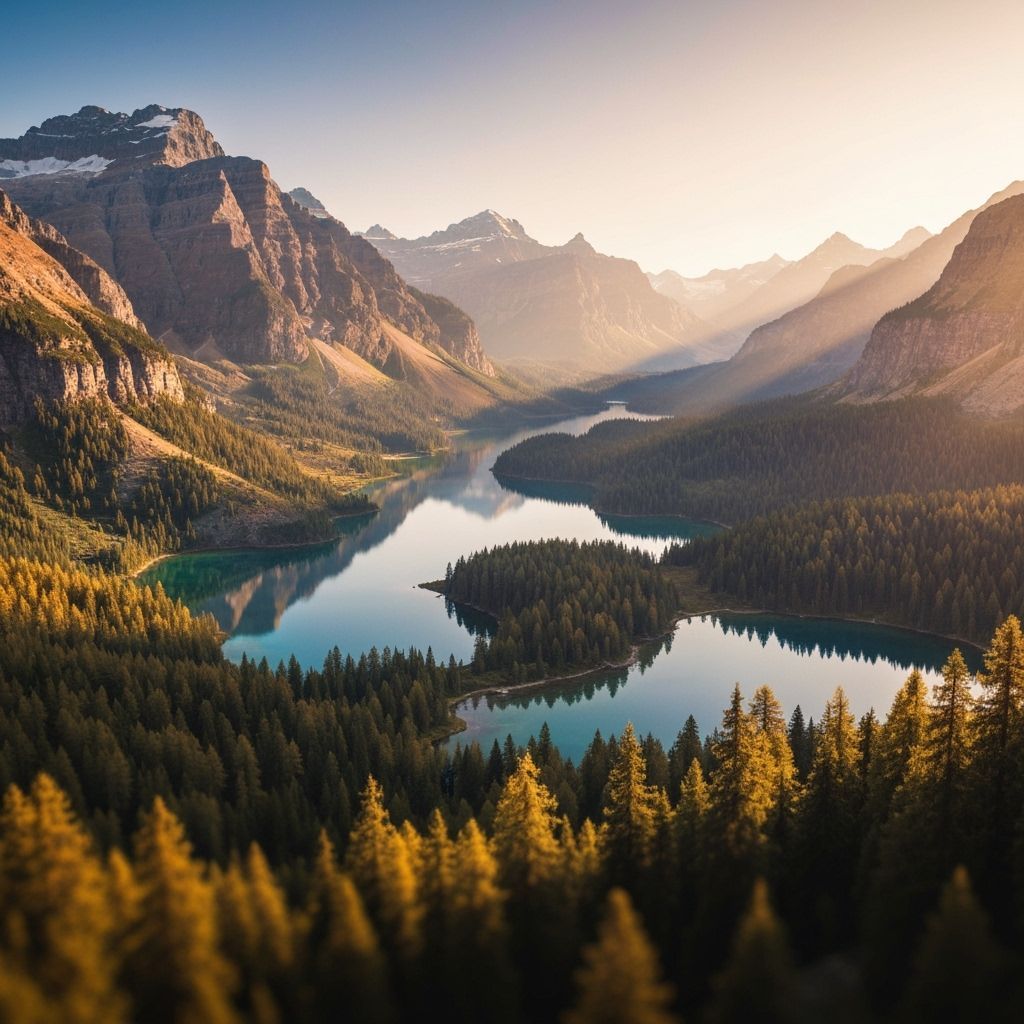Majestic Mountain Landscape with Golden Lighting