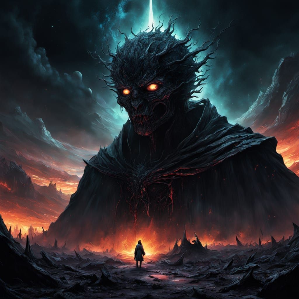 Chaotic Dark God Rises: Surreal Digital Art