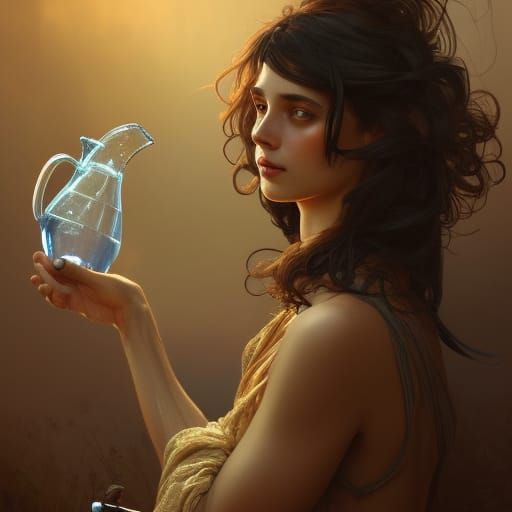 Israeli Woman Portrait in Bohemian Art Nouveau Style