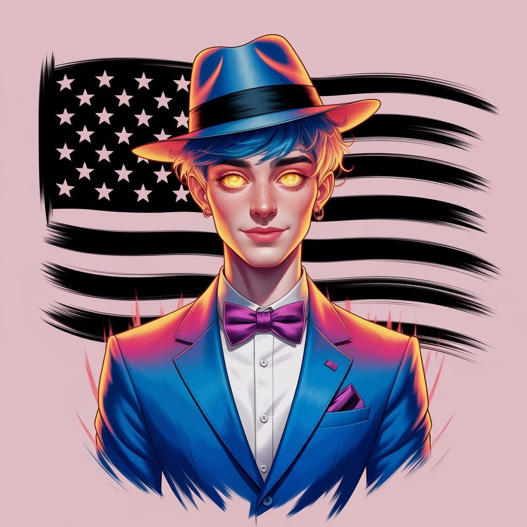 Vibrant Brushstroke Portrait of a Whimsical Man